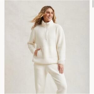 Kashwere unisex 1/2 zip Pullover cream Mediun